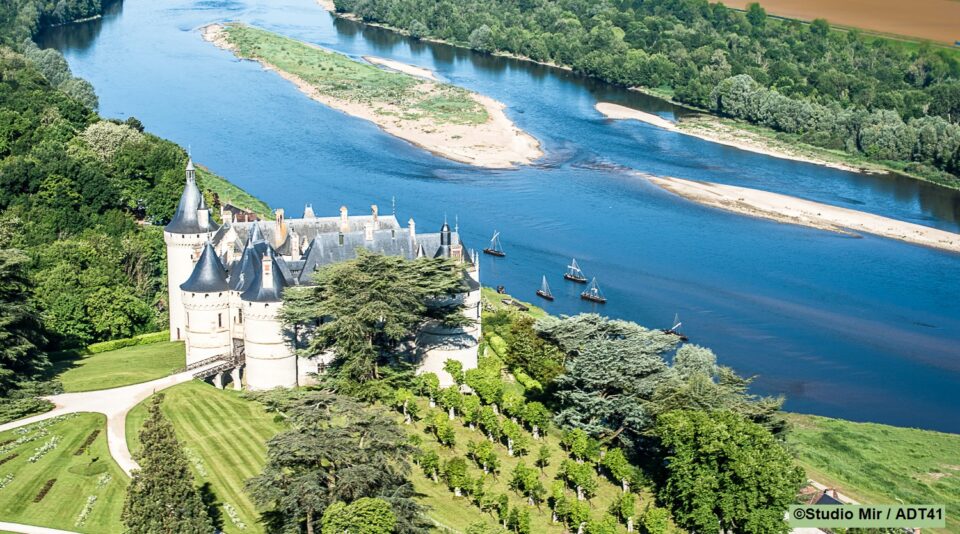aerial view of Chaumont-sur-Loire Castle